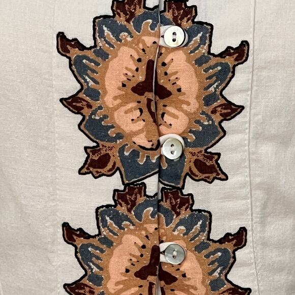 Cleobella Jolene Veneto Paisley Ivory Ankle Midi Linen Dress Boho Indie Cottage - Picture 8 of 16